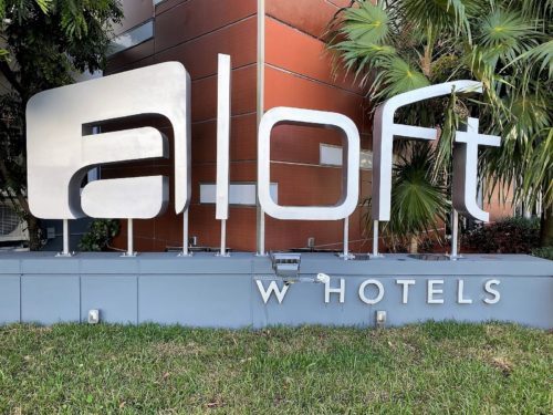 Aloft Miami - Brickell. Located in a bustling downtown district, just 7 miles from the Miami International Airport, this hotel boasts an ideal location.