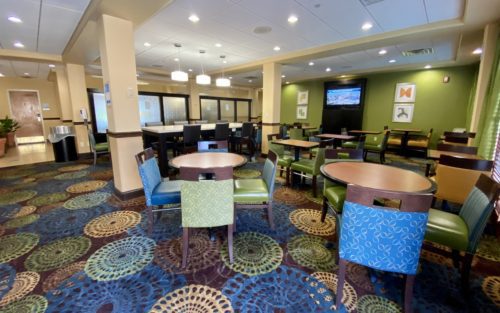 The Holiday Inn Express Near Jacksonville Airport lobby area