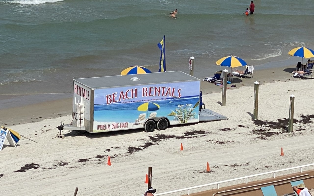 Rent pool chairs, surf boards and boogie boards beach side