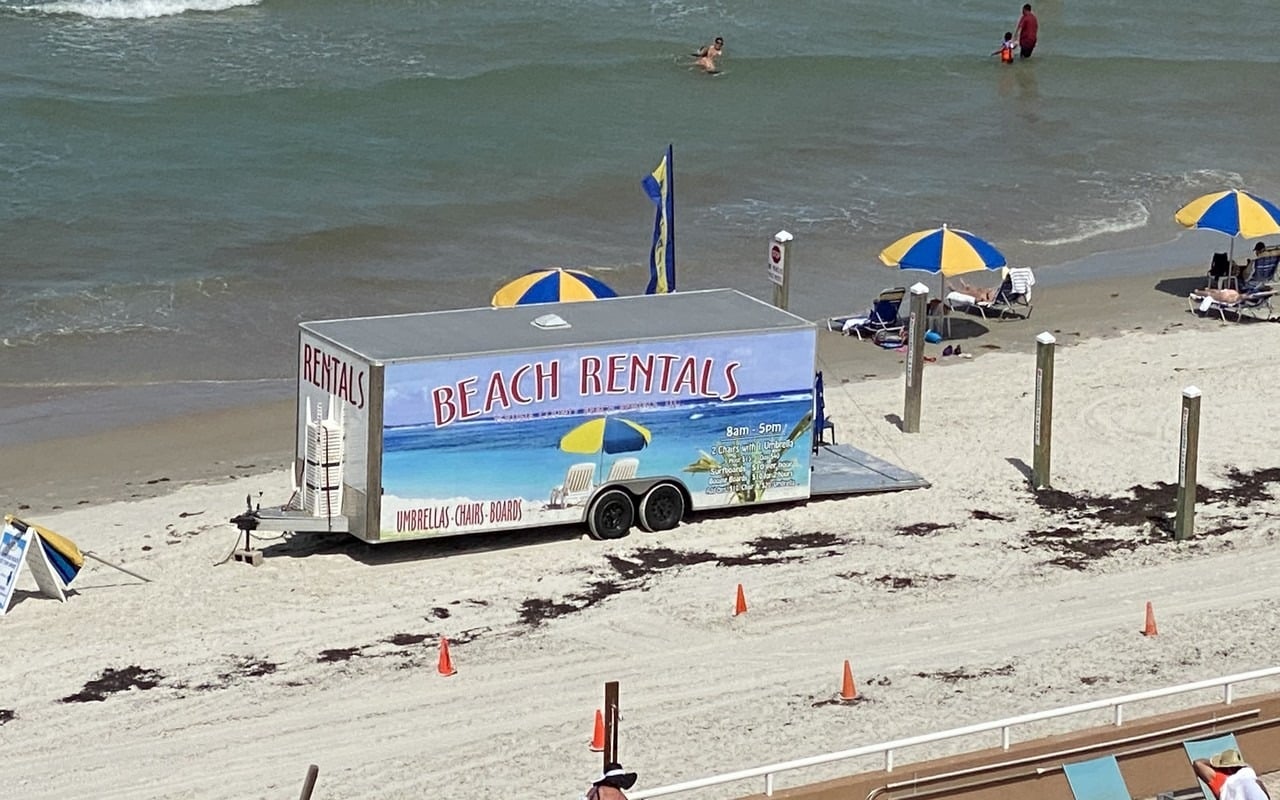 Rent pool chairs, surf boards and boogie boards beach side