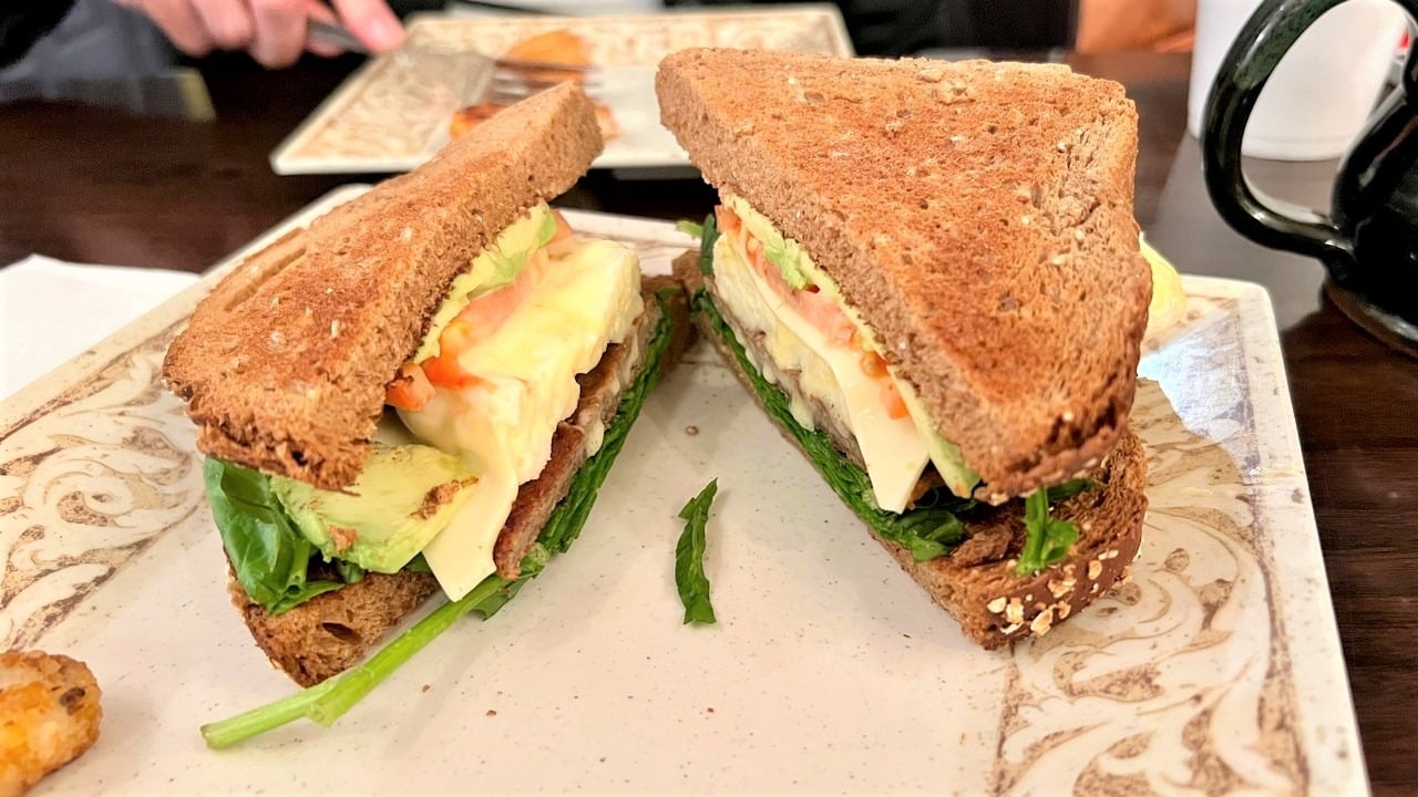 protein sandwich at Boston Coffee shop in Deland Florida