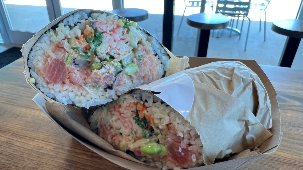 spicy tuna wrap at poke bowl in tarpon springs florida